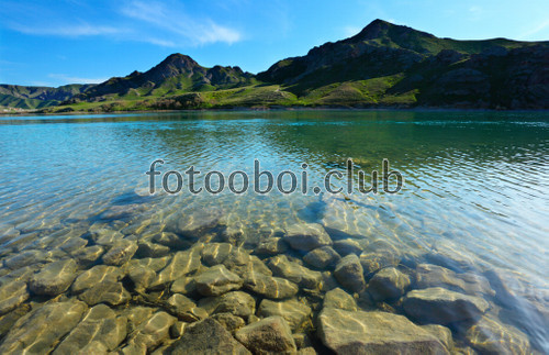 озеро, река, камни, прозрачная вода, лес, природа, на стену, стена